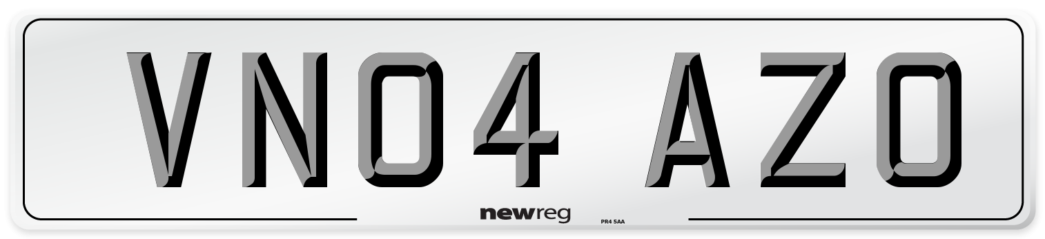 VN04 AZO Number Plate from New Reg